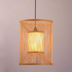 Đèn mây tre hình trụ có ống vải